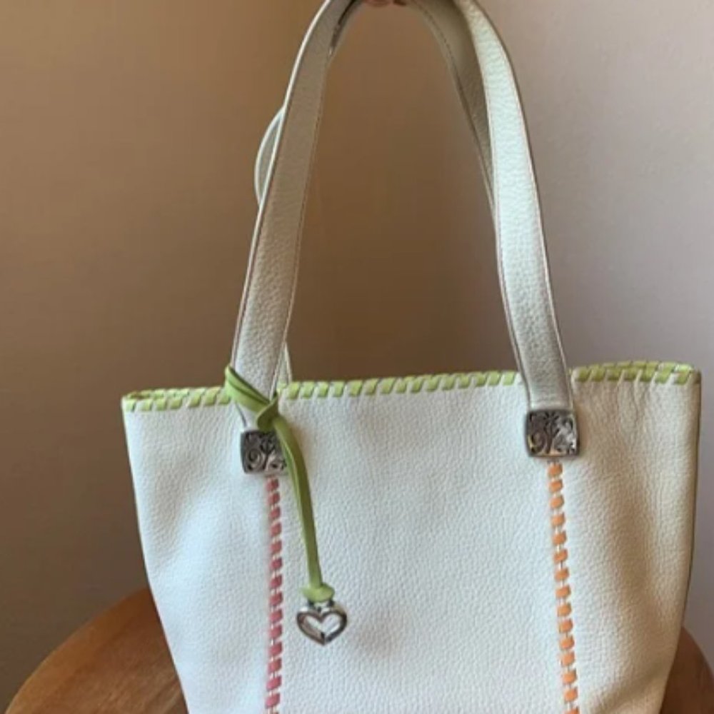 BRIGHTON Tippi Purse - White with Pastel Stitching